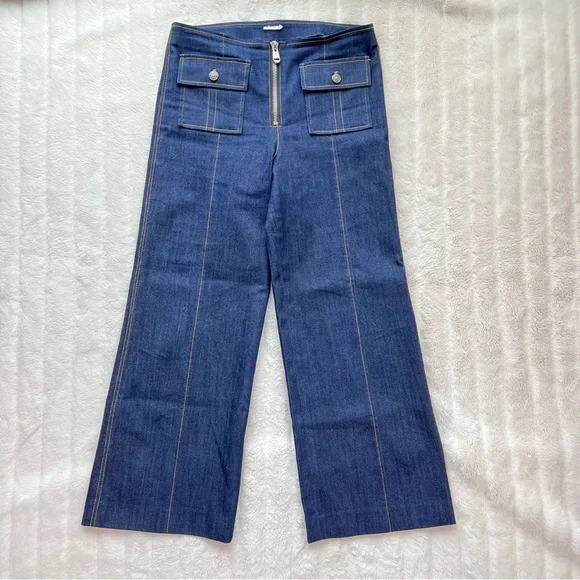 CINQ A SEPT Cropped wide leg Azure Jeans in Indigo